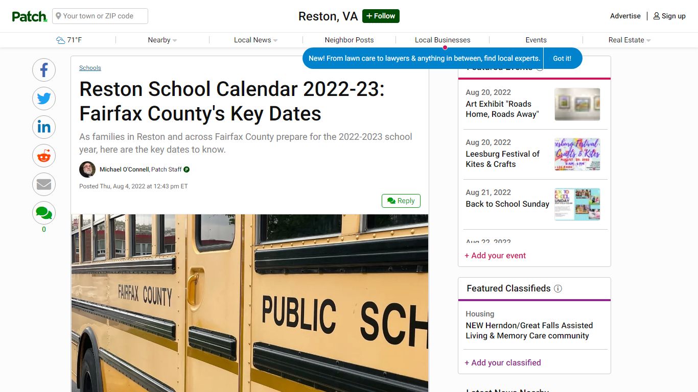 Reston School Calendar 2022-23: Fairfax County's Key Dates